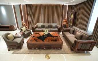 Review 5 bộ bàn ghế sofa gỗ óc chó đắt tiền tại Hà Nội